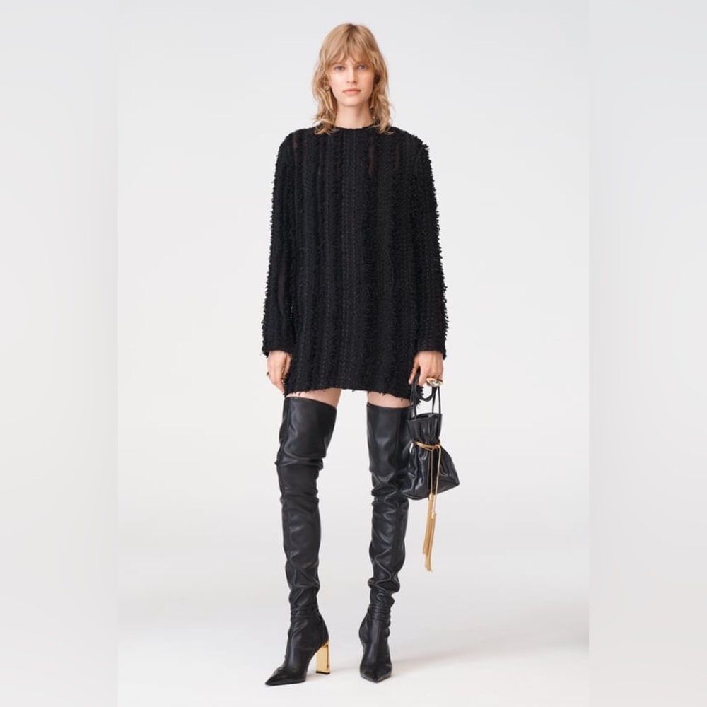 Zara Limited Edition Feathered Texture Mini Dress